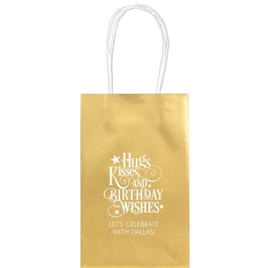 Hugs Kisses and Birthday Wishes Medium Twisted Handled Bags